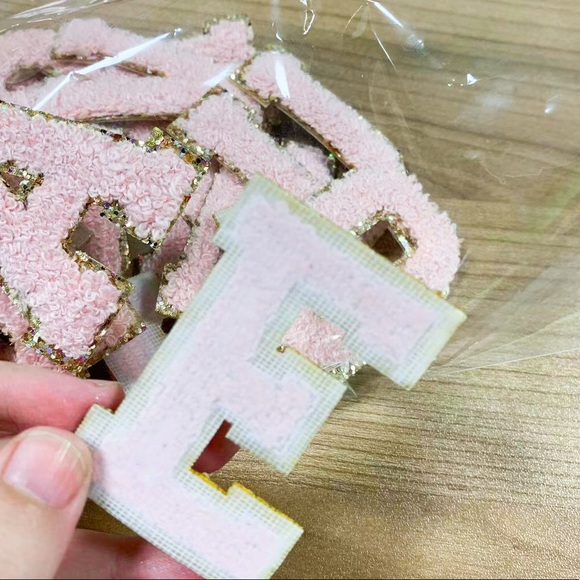 Pink Glitter Chenille Varsity Letter Patches - Picture 4 of 5